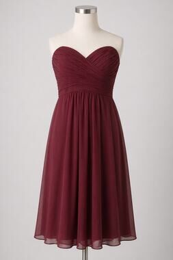 Bill Levkoff | Maroon Strapless Dress Bridesmaid Formal Fit & Flare